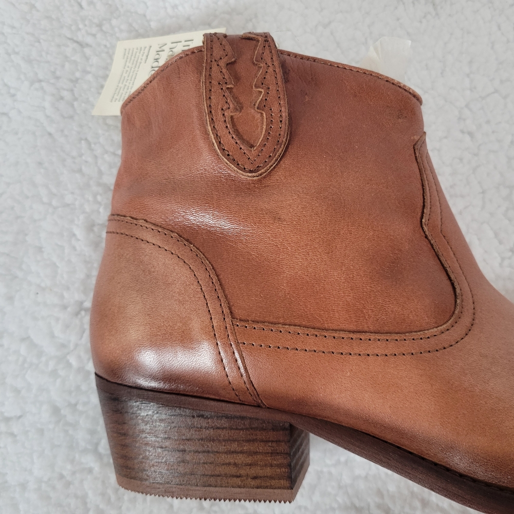 Apropo Leather Ankle Boots Bootie Pointed Toe Chic Western Style Wms Sz 9 Shoes - Picture 11 of 16